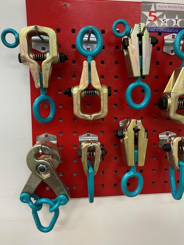 SET#58 HEAVY DUTY AUTO BODY FRAME MACHINE 14 PIECE PULLING BEST TOOLS AND CLAMPS