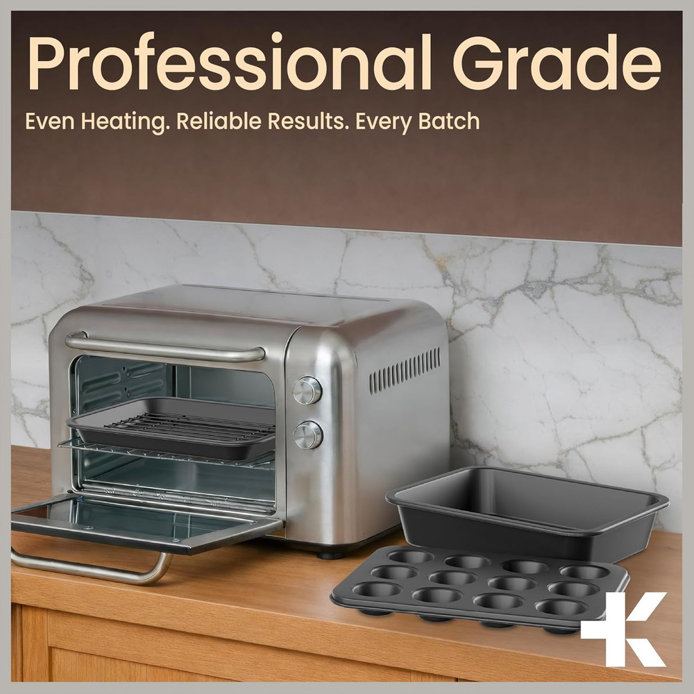 Bakken 4-Piece Bakeware Sets, Nonstick Carbon Steel Baking Sheet, Stackable Spac