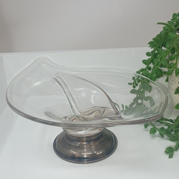 Elegant Divided Glass Bowl with Sterling Silver Base