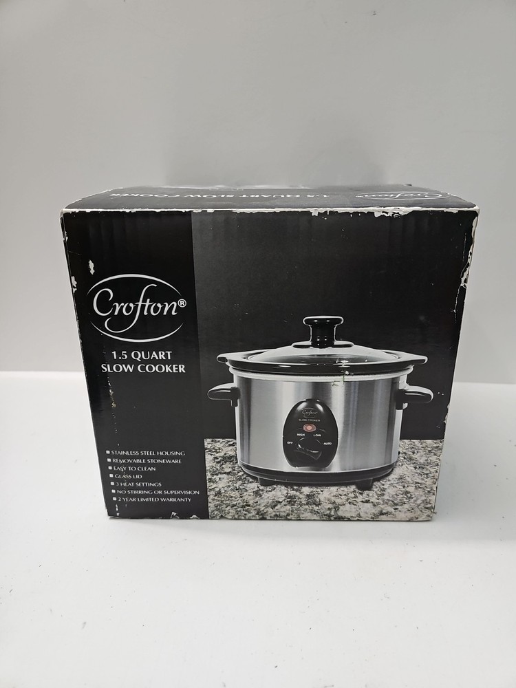 Crofton Slow Cooker 1.5 Qt Stainless Removable Stoneware