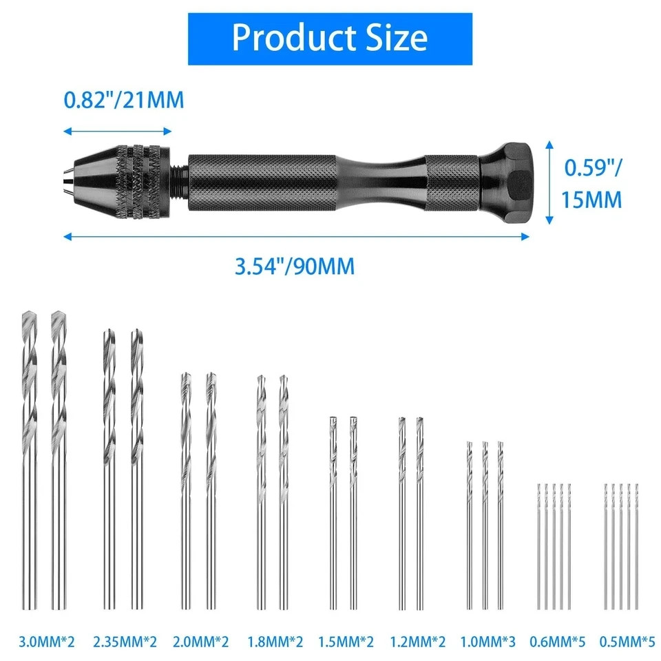 36 Pieces Hand Drill Set, Pin Vise Hand Drill with 10PCS PCB Mini Drill Bits ...