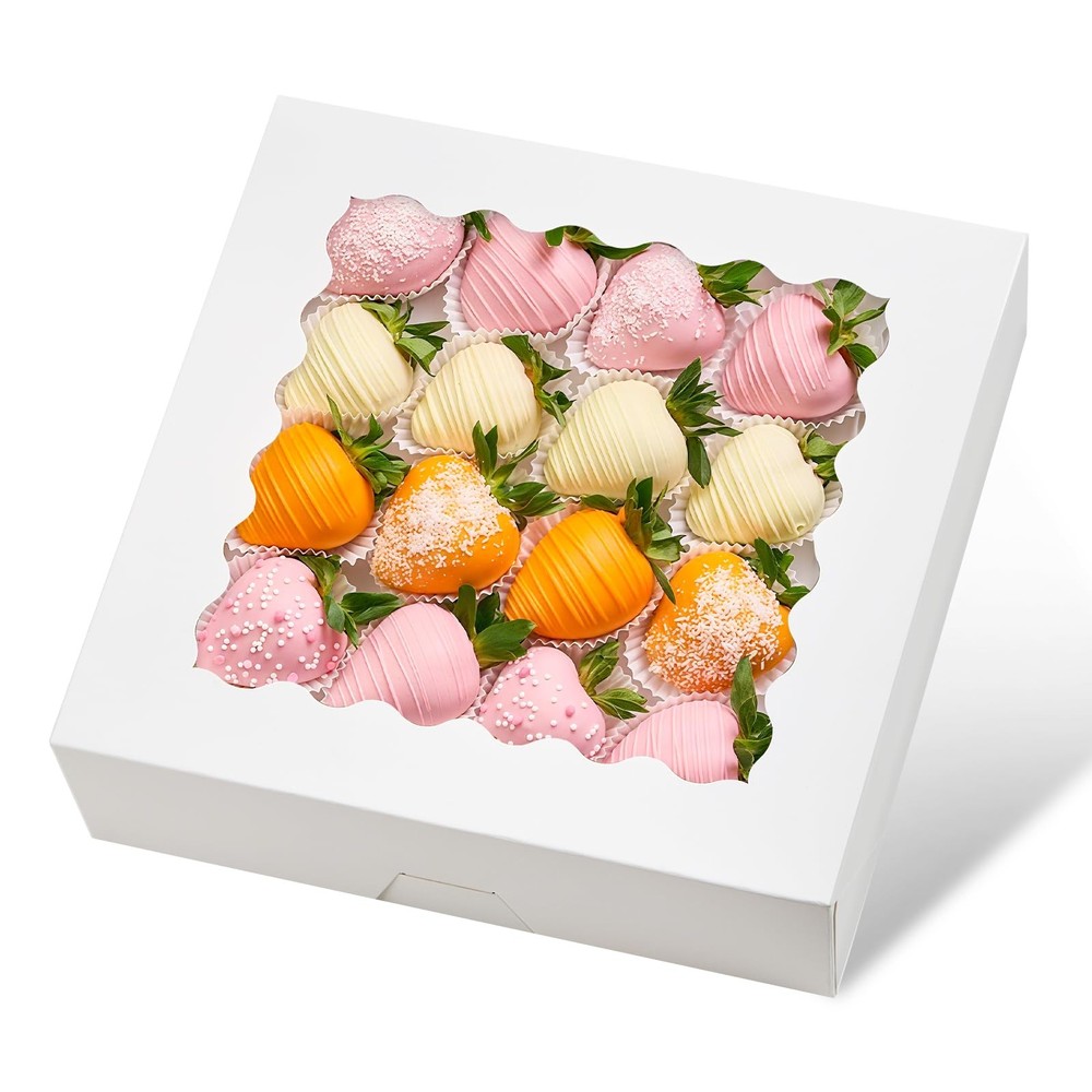 20 Pack Pie Boxes, 9 x 9 x 2.5 Inches Bakery Boxes with Window, Auto-Popup Co...