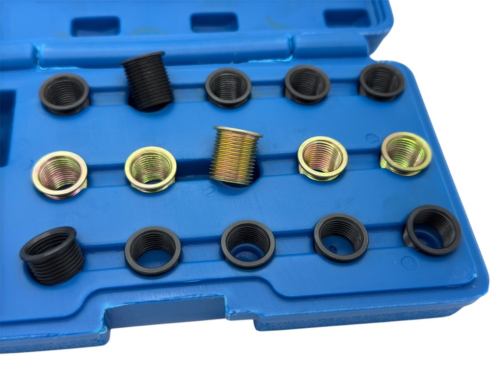 17pc SPARK PLUG THREAD REPAIR RETHREADING TOOL KIT M16 THREADED COIL INSERT