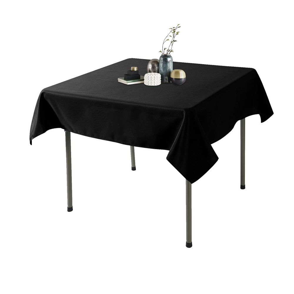 2pack 70x70 Inch Black Square in Polyester Fabric Tablecloth for WeddingBanqu...