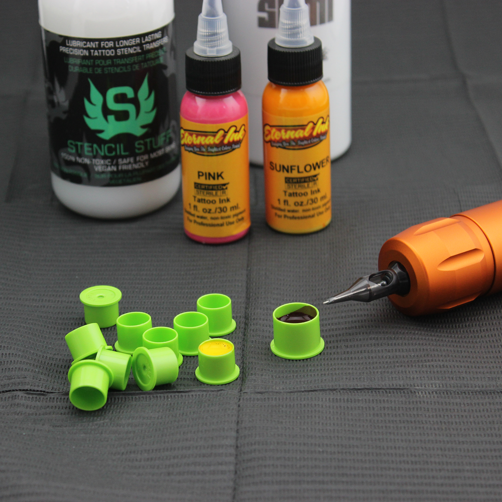 200pcs/Bag Tattoo Biodegradable Ink Cup PLA Recyclable for Permanent Makeup Cap