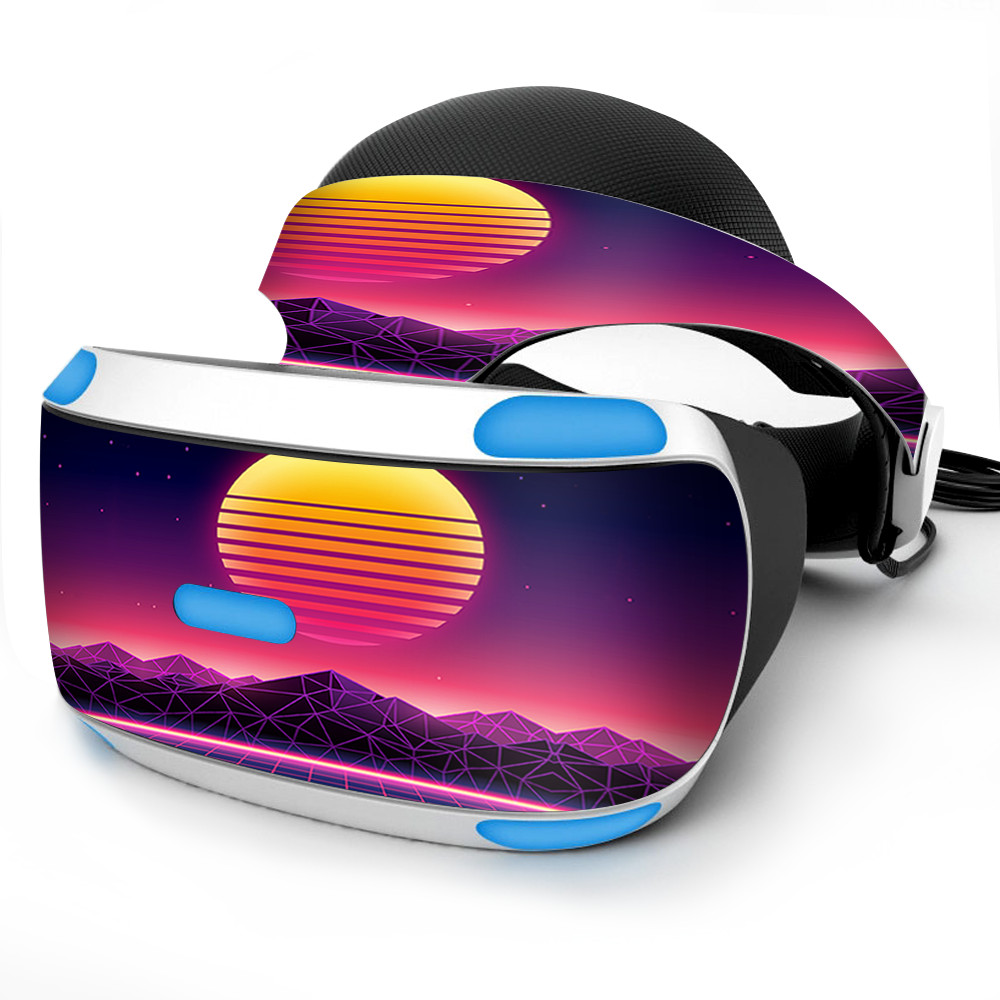 Skin Wrap for Sony Playstation PSVR Headset 80s techno sunset