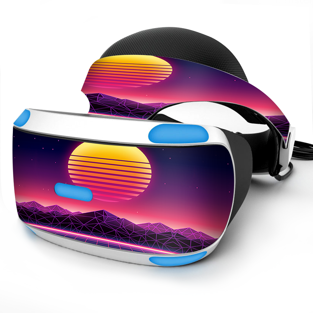 Skin Wrap for Sony Playstation PSVR Headset 80s techno sunset