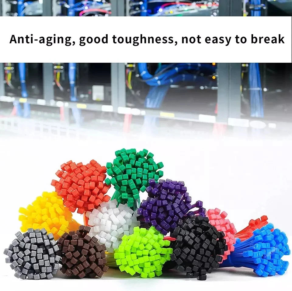1200 Pcs Mixed Colored Zip Ties, 4 Inch Multicolor Self-Locking Nylon Cable Zip