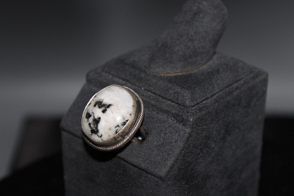 White Buffalo and Sterling Silver Ring Size 7
