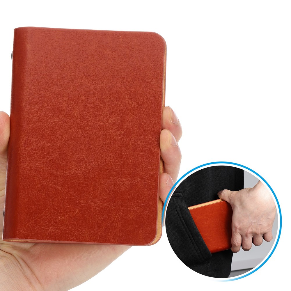 6 Ring Binder Cover A7 Notebook Binder 50 Sheets Line Paper, Orange