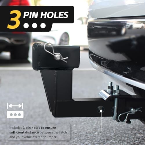 Trailer Hitch Riser for 2" Receivers, 6" Rise or Drop Solid‑Steel Height