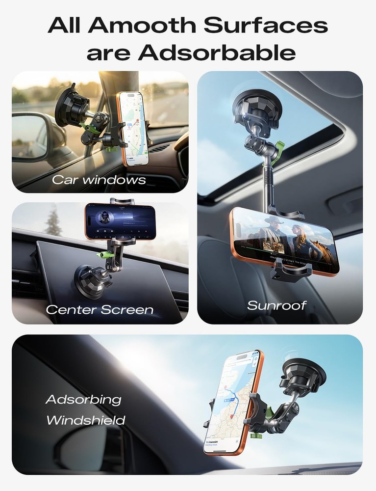 MAGIC JOHN Car Phone Holder, Ultra-Durable Mteal Holders for Medium