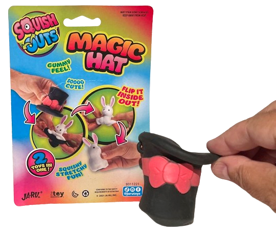 SQUISHY MAGIC TOP HAT TO RABBIT Toy Pull Bunny Joke Magician Trick Fidget Gift