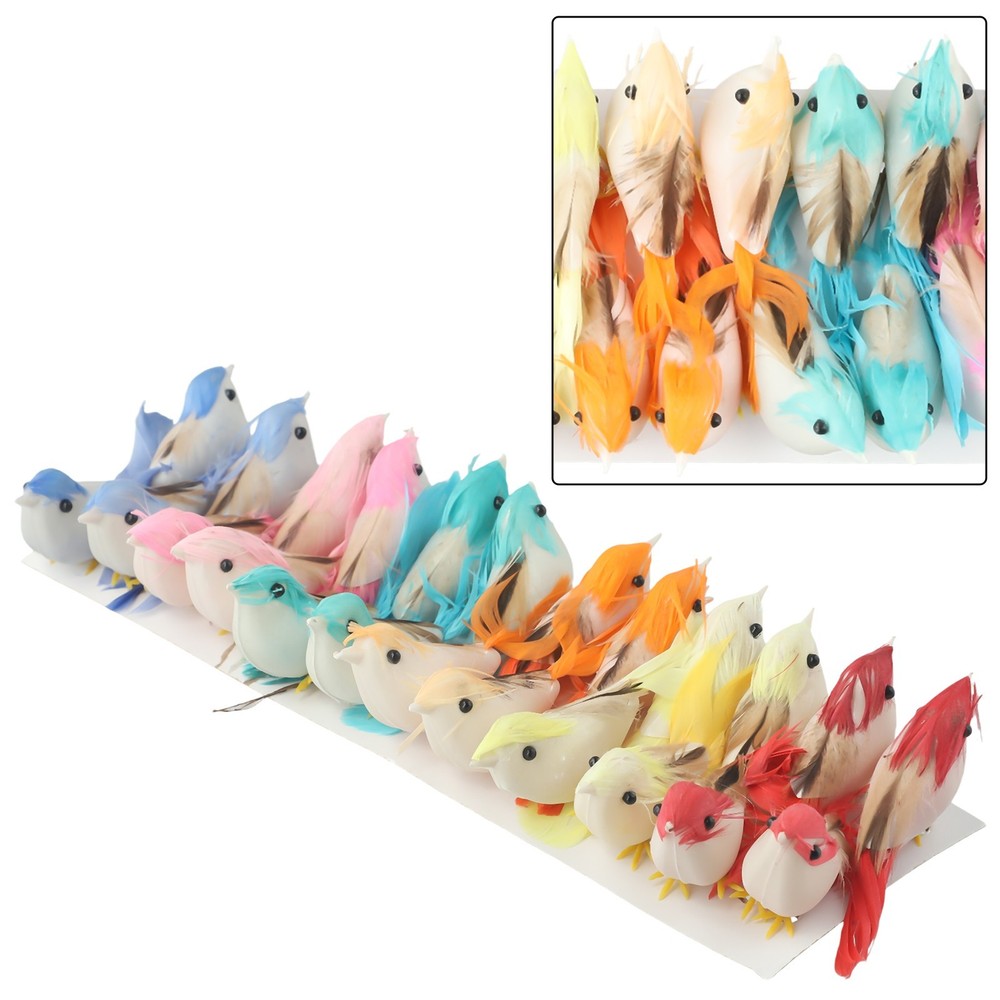 Simulation Feather Bird Home Garden Decor Multi Functional 24 Pcs DIY Crafts