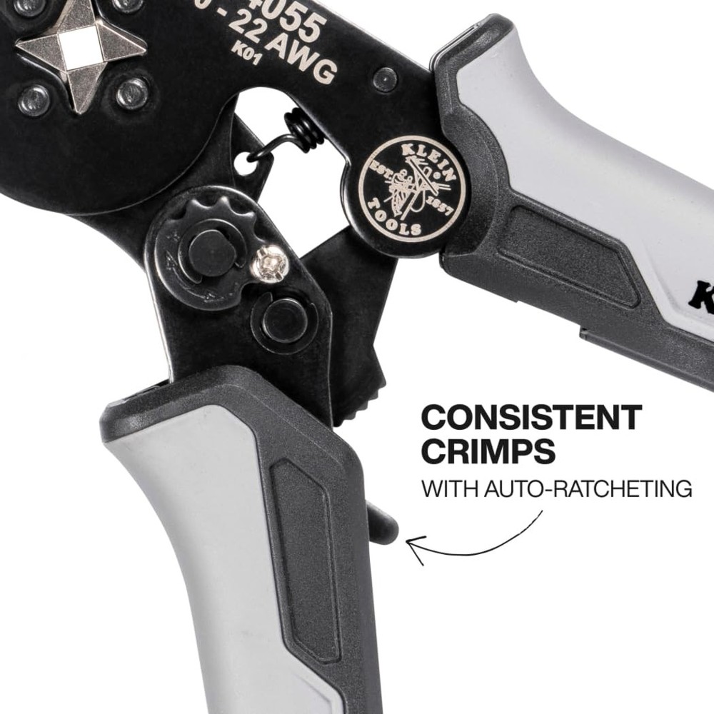 Klein Tools 34055 Ferrule Crimping Tool, Square Crimper, Black and Gray