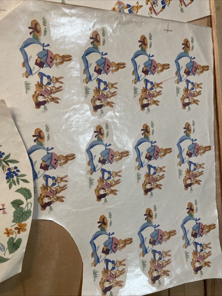 VTG Decal Ceramicorner Watermount Bunny Rabbit Anthropomorphic Easter Transfers