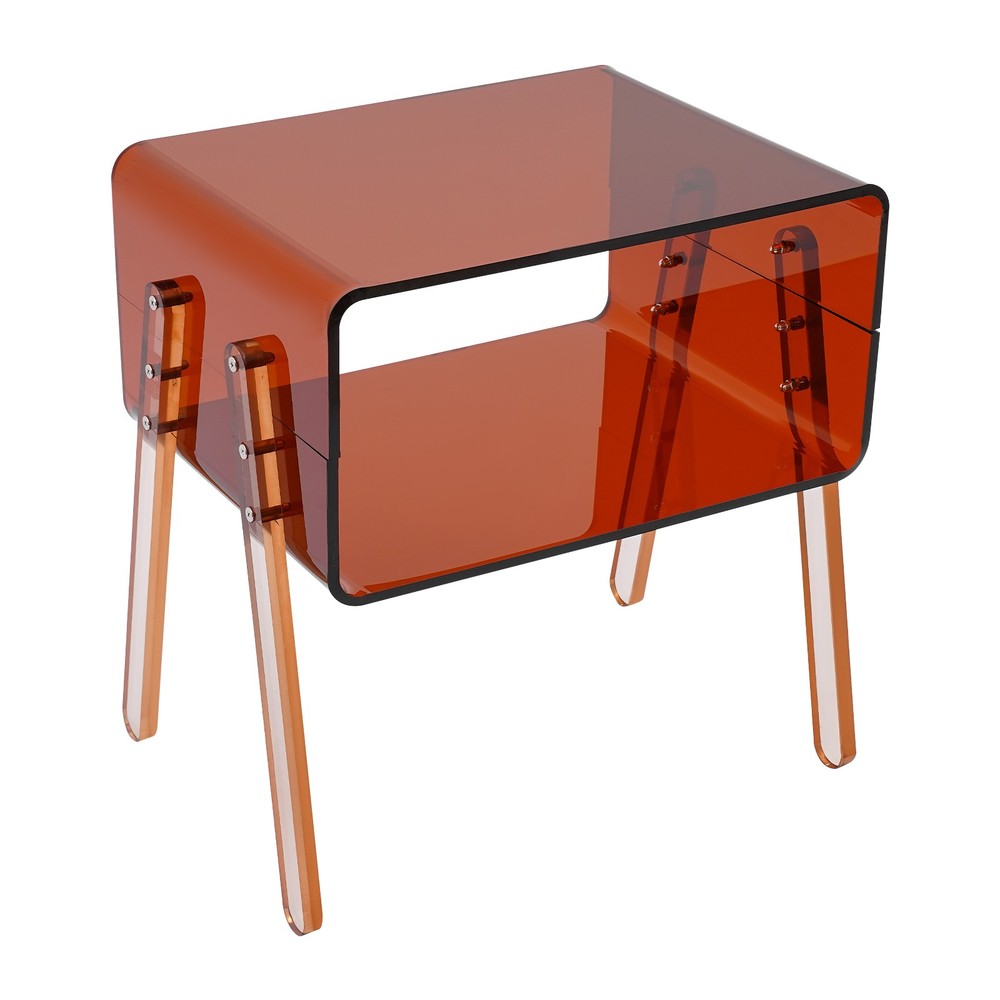Acrylic Decorative End Table, 2-Tier Home Display Nightstand with Open Storage