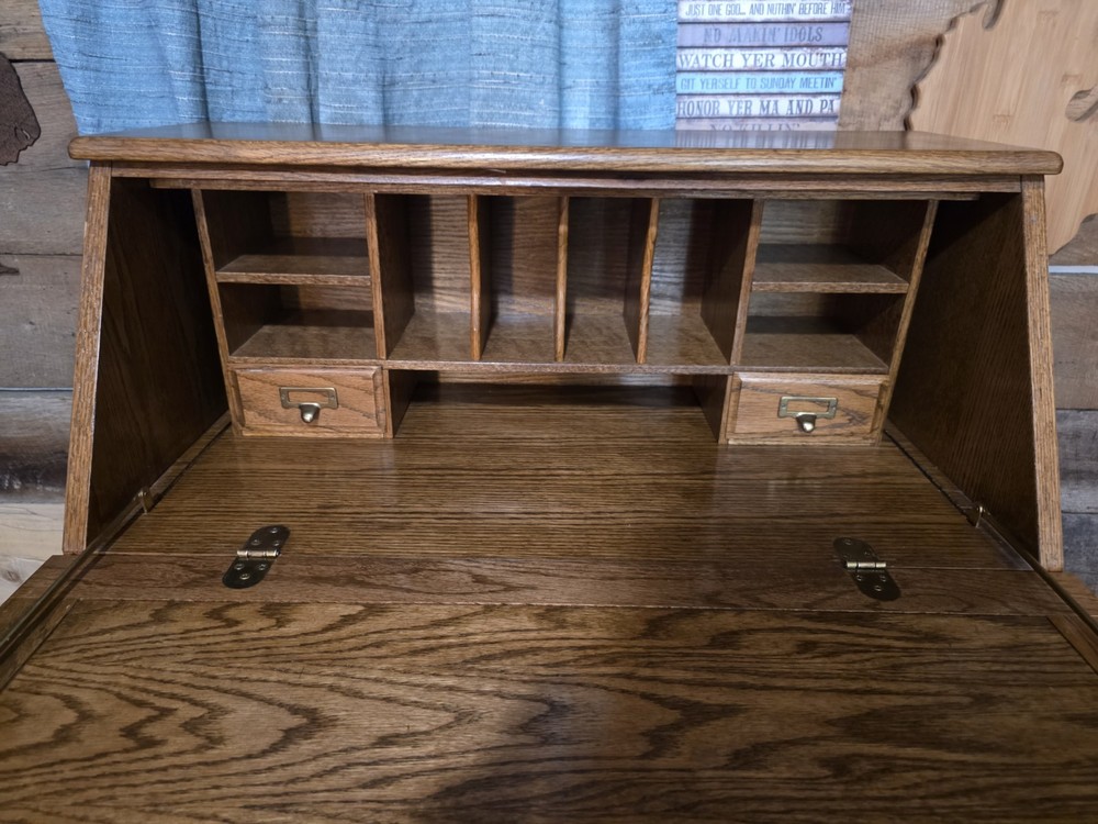 Vintage Solid Oak Flip Top Secretary Desk Claw Foot