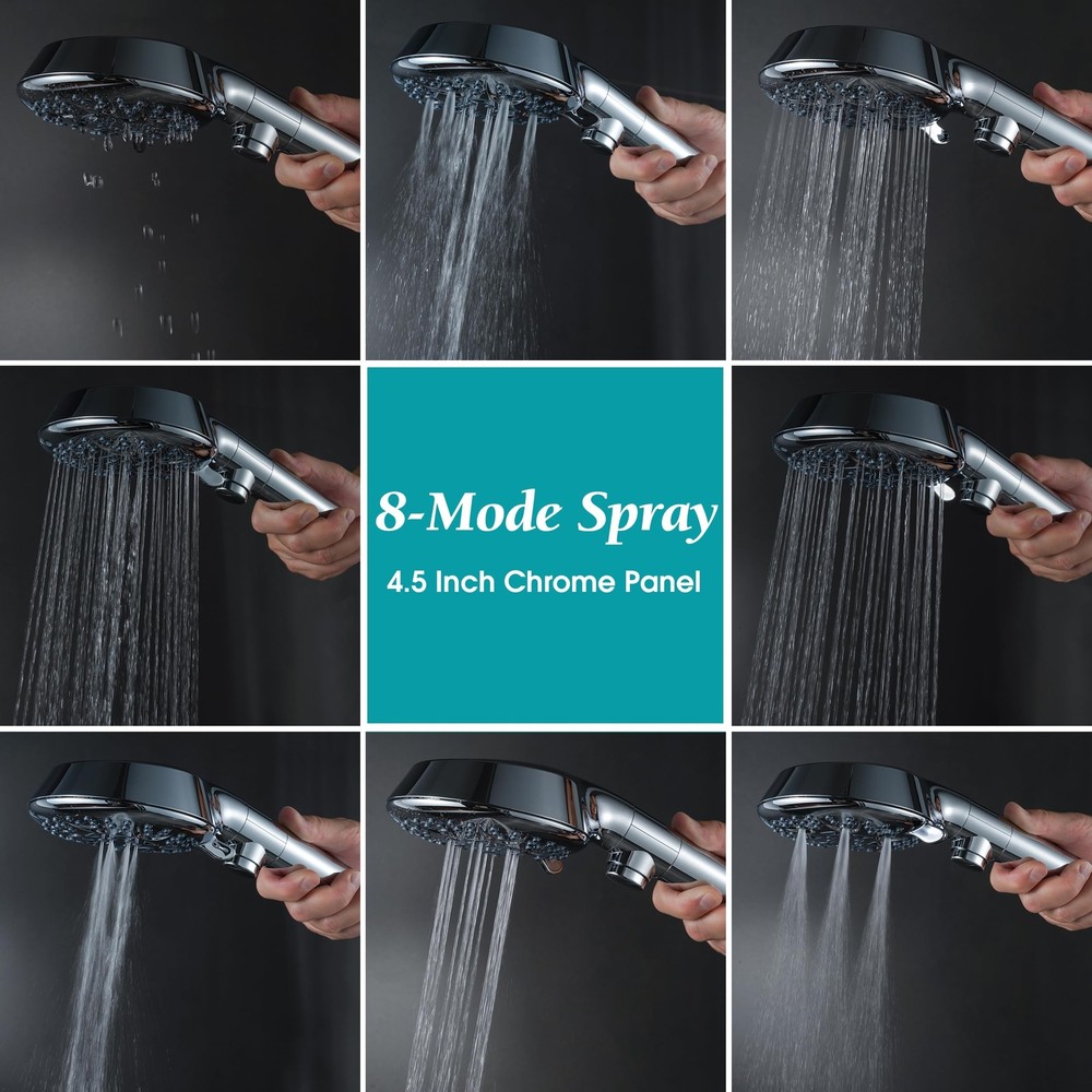 Handheld Shower Head with On Off Switch 8-Mode High Pressure Showerhead with ...