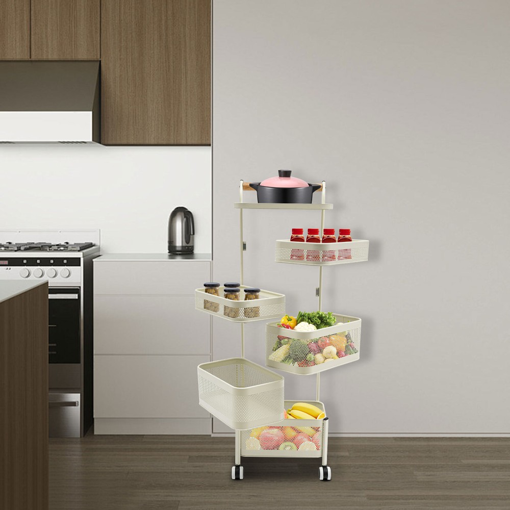 6-Tier Rotating Vegetable And Fruit Basket Rack - Kitchen Organizer