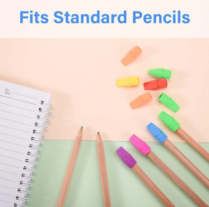 50 pcs Colored Pencil Top Erasers Cap Erasers for School & Office Use