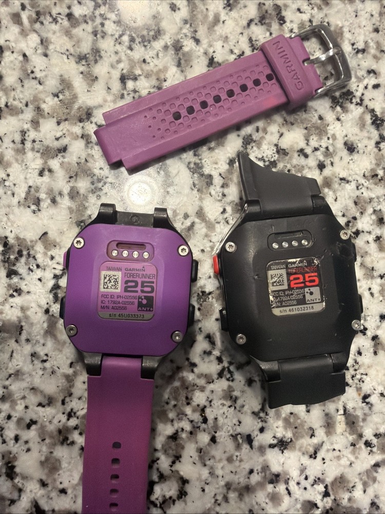 Garmin Forerunner 25 Bundle (2) – 1 Working, 1 For Parts (Cracked Screen)