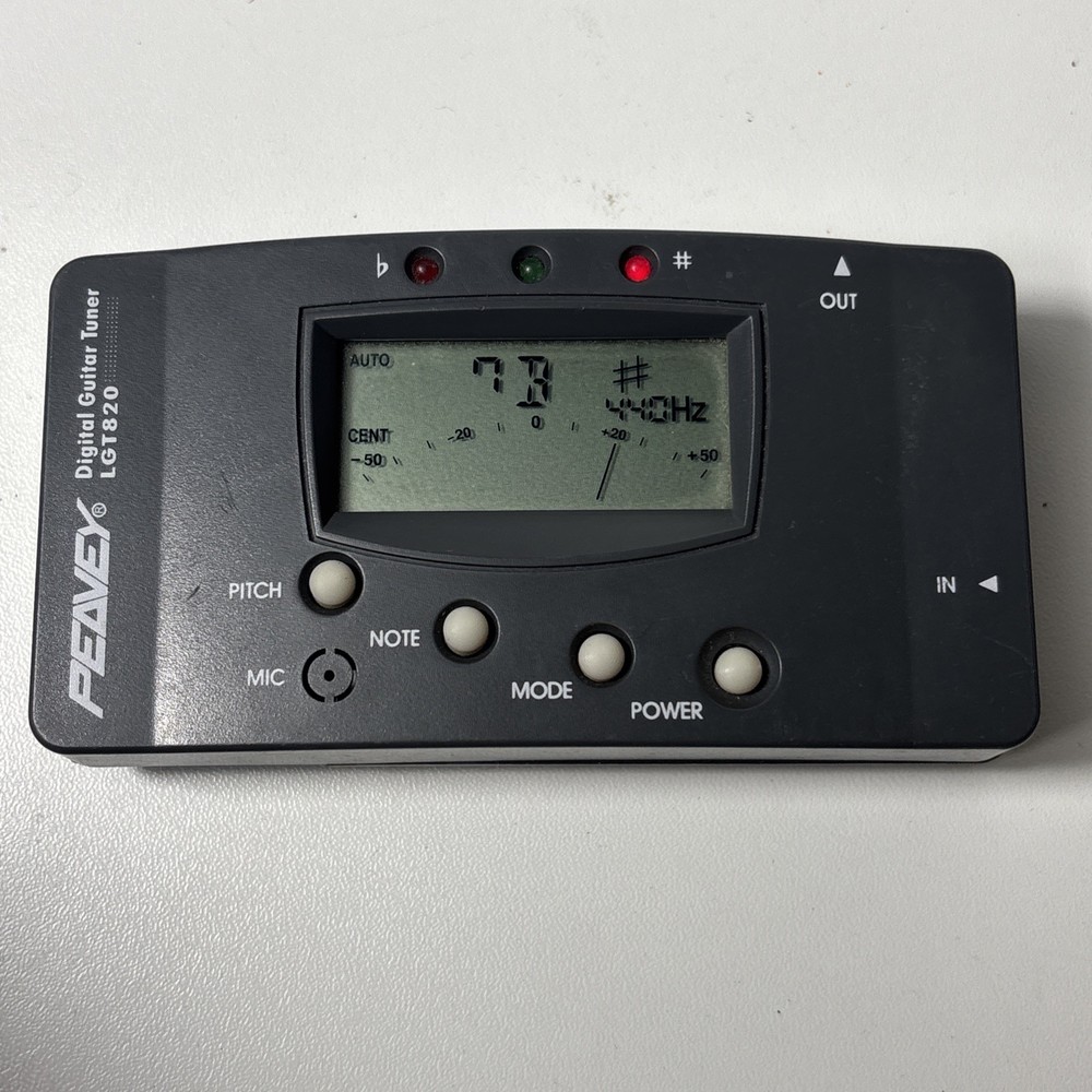 Peavey Digital Guitar Tuner LGT820 Input Output Jacks LCD Display Tested