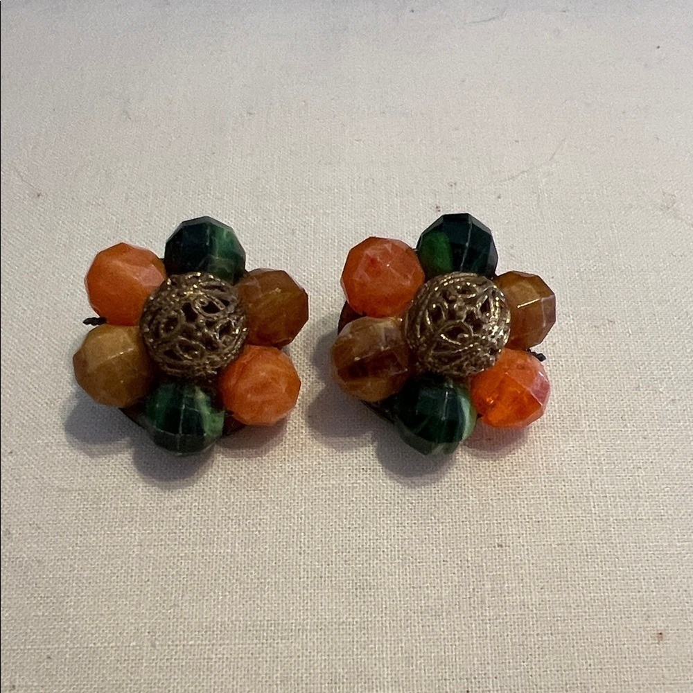 Vintage Kramer Multicolor Beaded Earrings