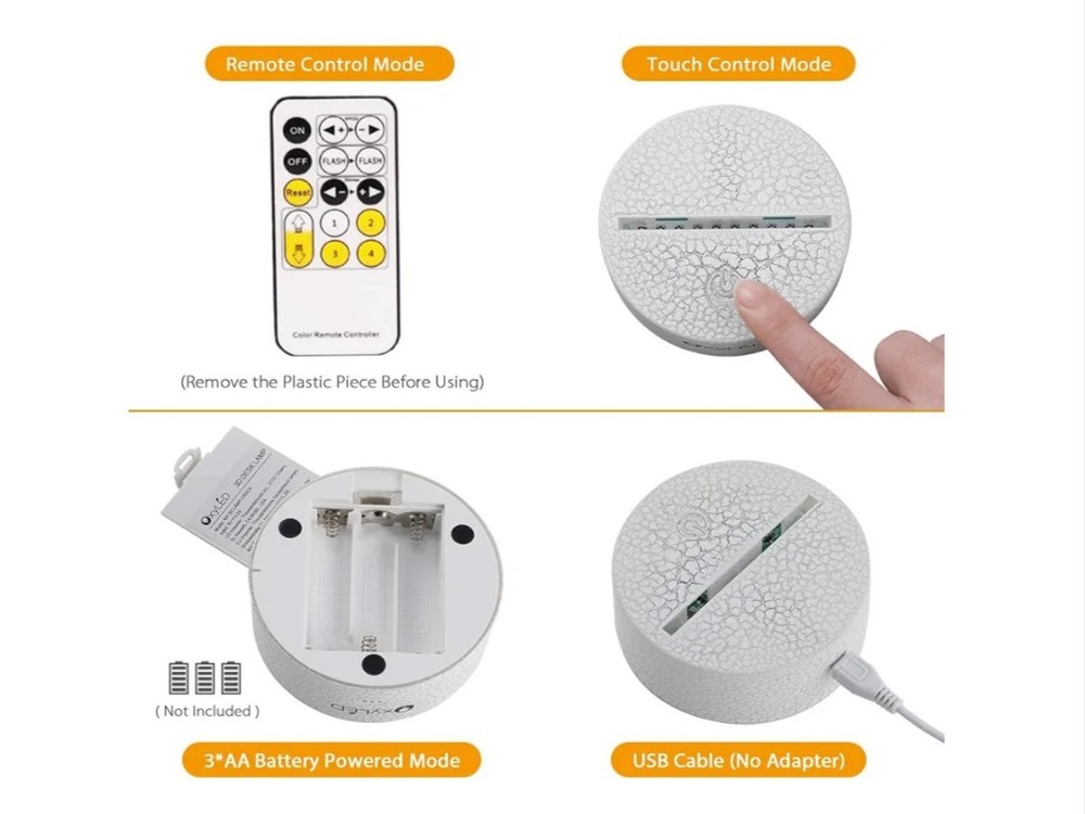3D LED Night Light with Remote Control