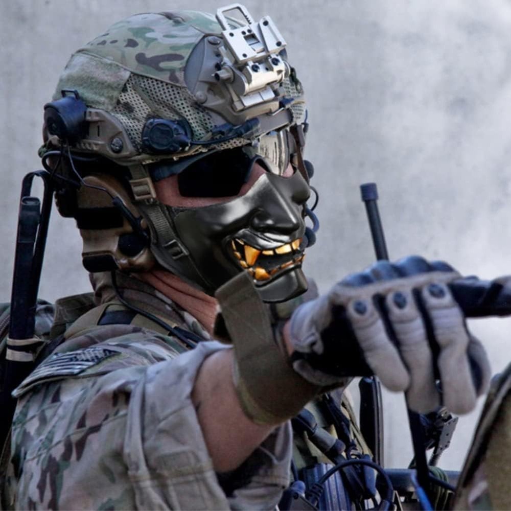 Evil Demon Kabuki Samurai Half Face Mask - Ultimate Airsoft Protection