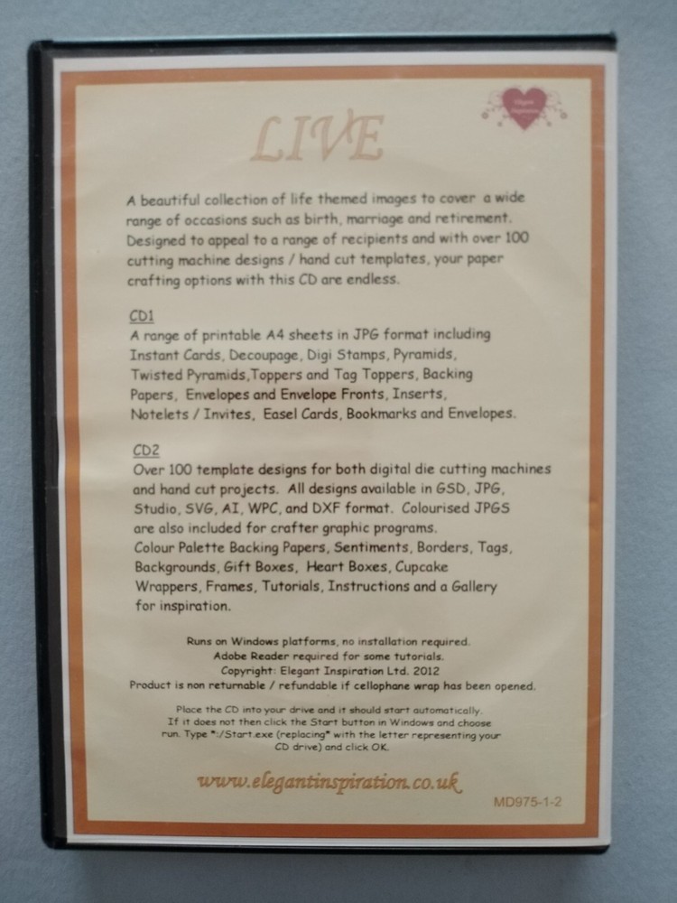 LIVE, Papercraft CD Rom 2-disc set - ELEGANT INSPIRATION
