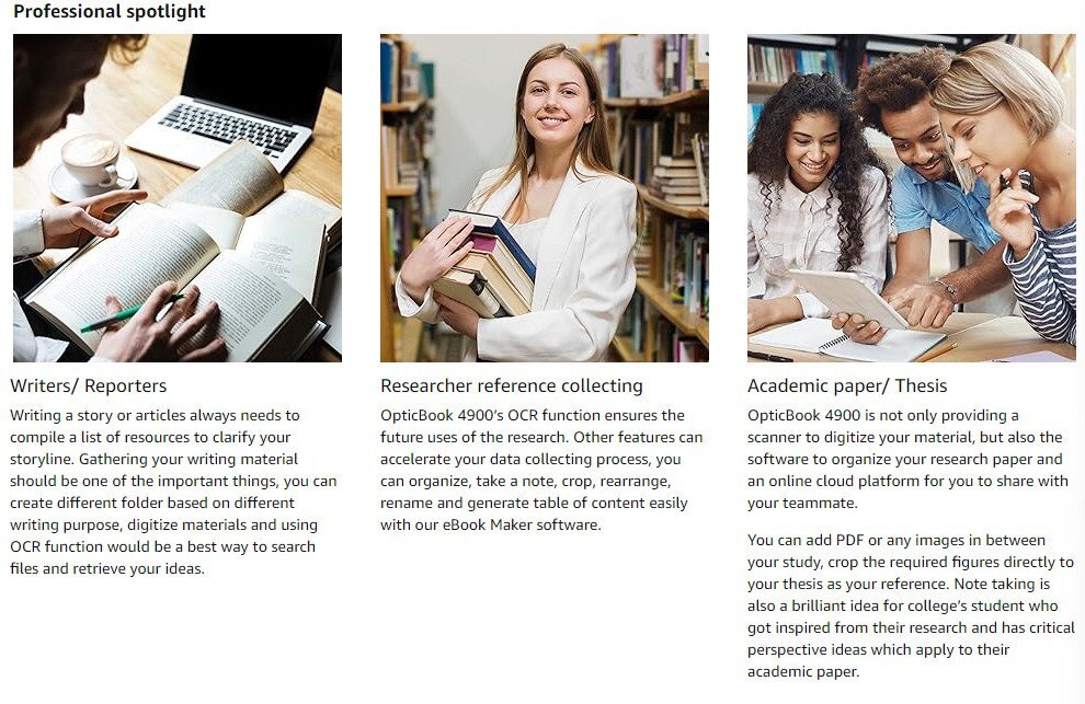 Plustek OpticBook 4900 Scanner - Book & Document Organizer for Academic Research