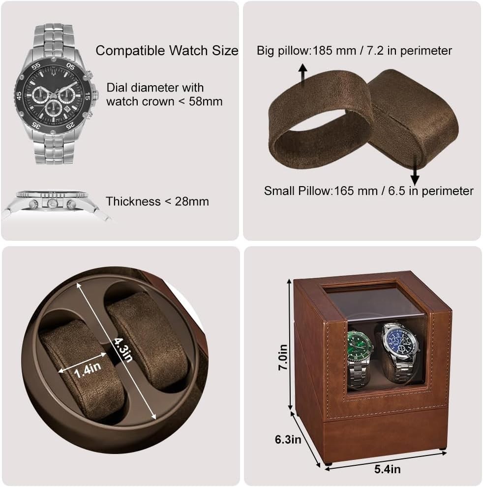 Watch Winder for Automatic Watches,Automatic Box,Double Brown