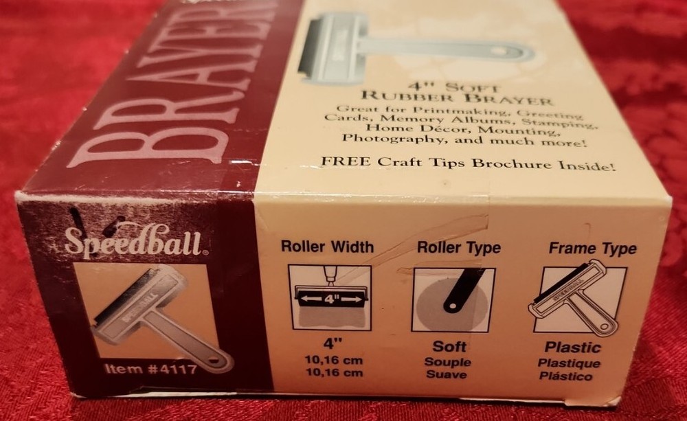 Speedball Brayer 4" Soft Rubber Roller Magenta Plastic Frame Item #4117