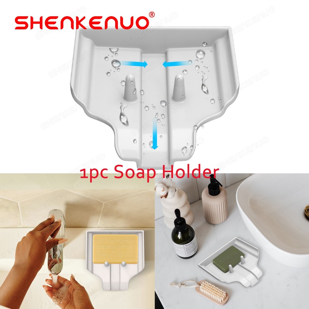 Single Tier Waterfall Soap Saver White Plastic Bathroom Sink Organizer Tray