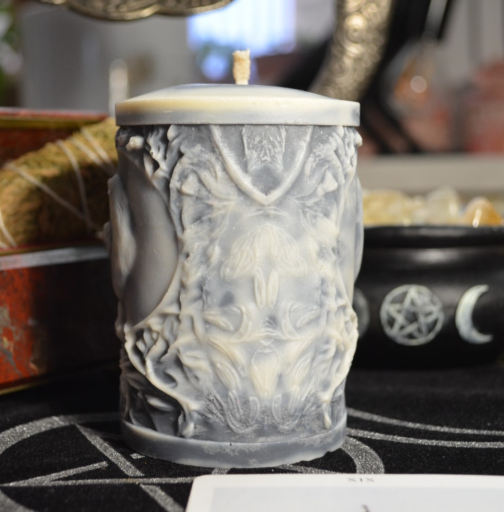 Spooky Crow Pillar Candle Gothic Home Decor Raven Candlestick Pillar