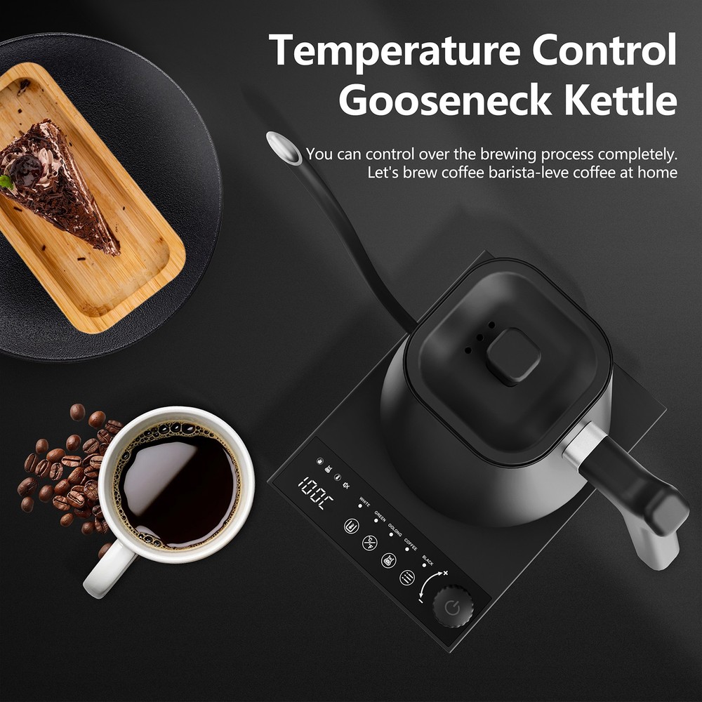 Electric Gooseneck Kettle Coffee & Teapot Quick Heating with Temperature Control