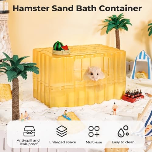 Hamster Sand Bath Container - Small Animal Bathroom Shower Rectangular White