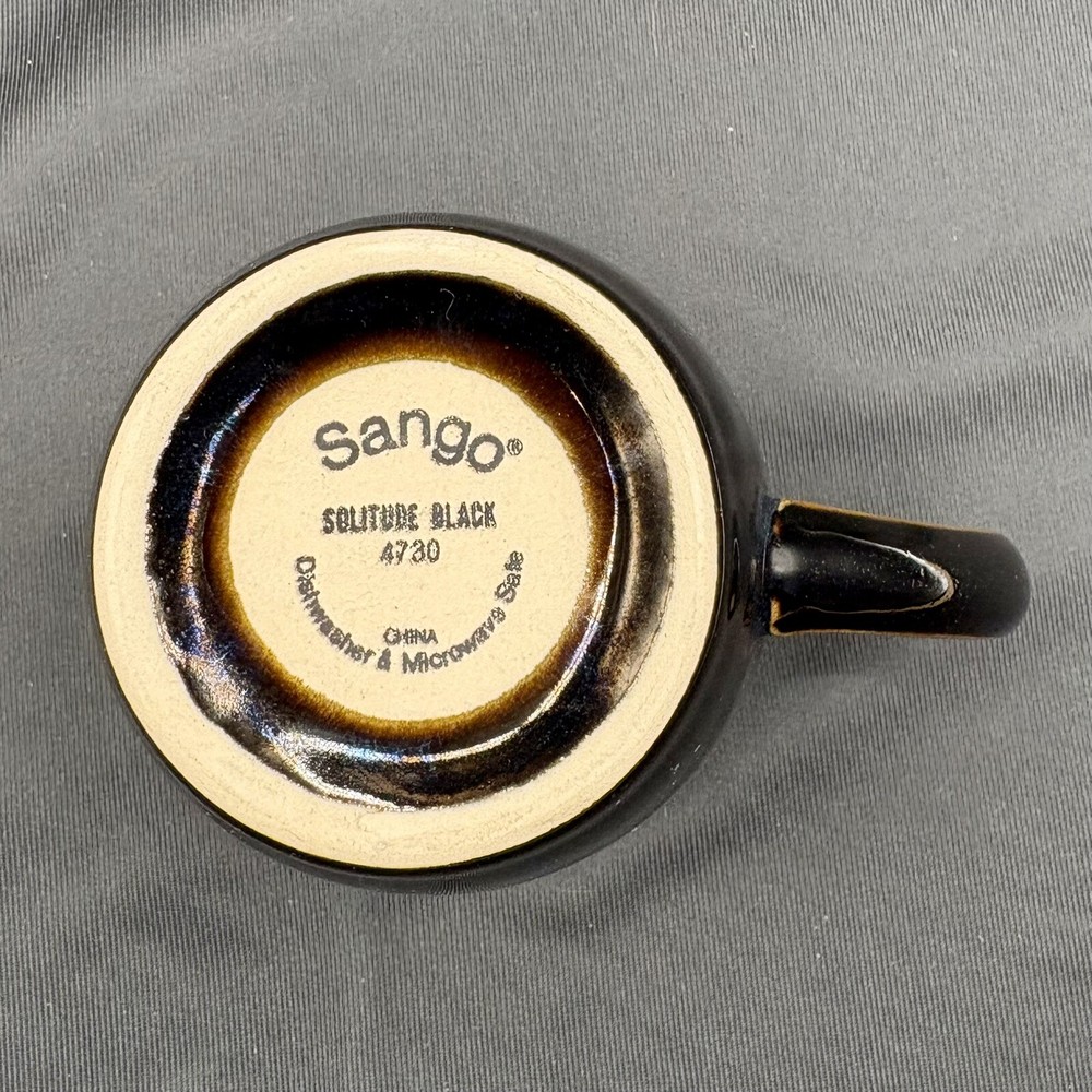 Sango Solitude Black 4 Piece Place Setting- Plates, Bowl, & Cup - #4730 Retired