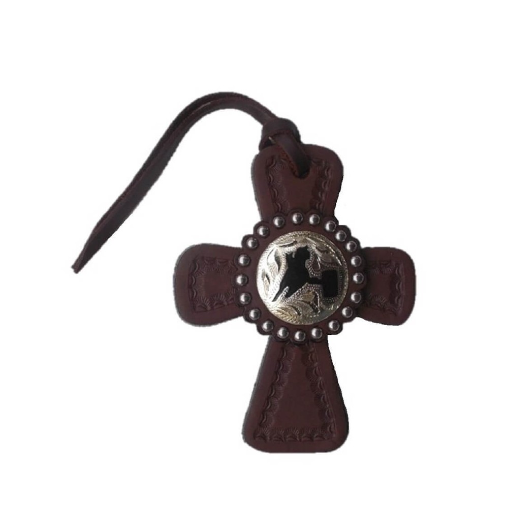 Medium Oil Leather Crosses with Tooling and different Conchos