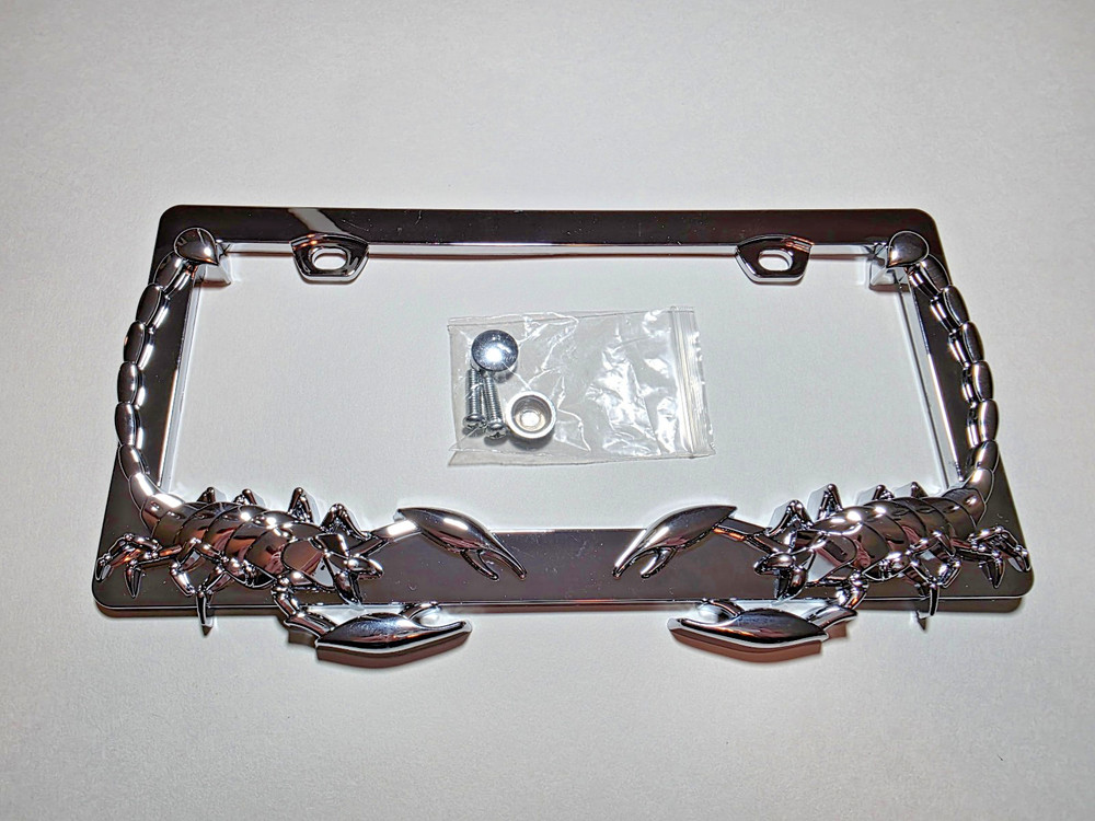 3D SCORPION CHROME AUTO CAR  LICENSE PLATE FRAME - Hardware Included
