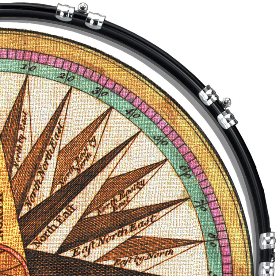 20" Custom Bass Kick Drum Front Head Graphical Compass 1