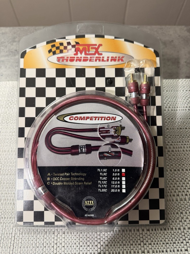 MTX ThunderLink 3FT 2 Channel RCA Cables Old School