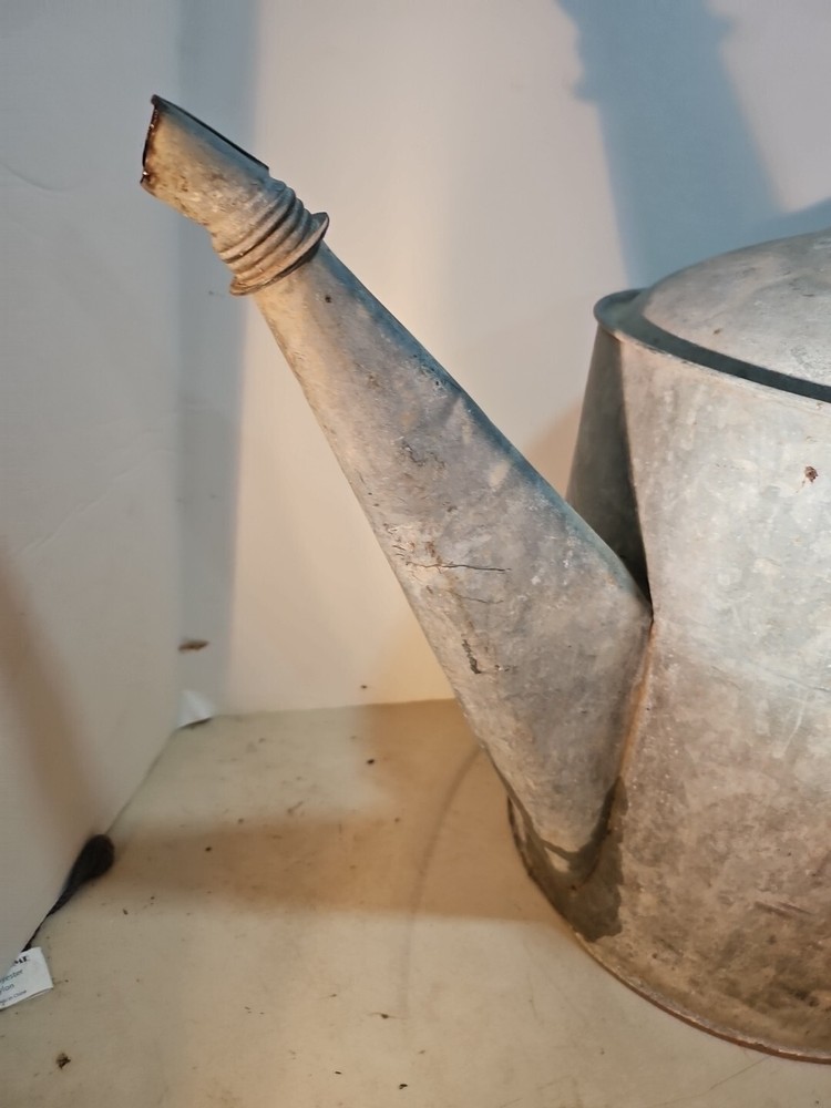 HUGE Vintage Galvanized Watering Can CUTE HANDLE 14X18