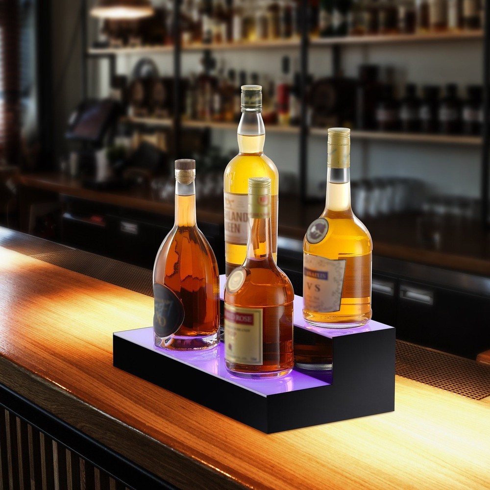 LED Lighted Liquor Bottle Display Bar Shelf RF & App Control 16" 2-Step