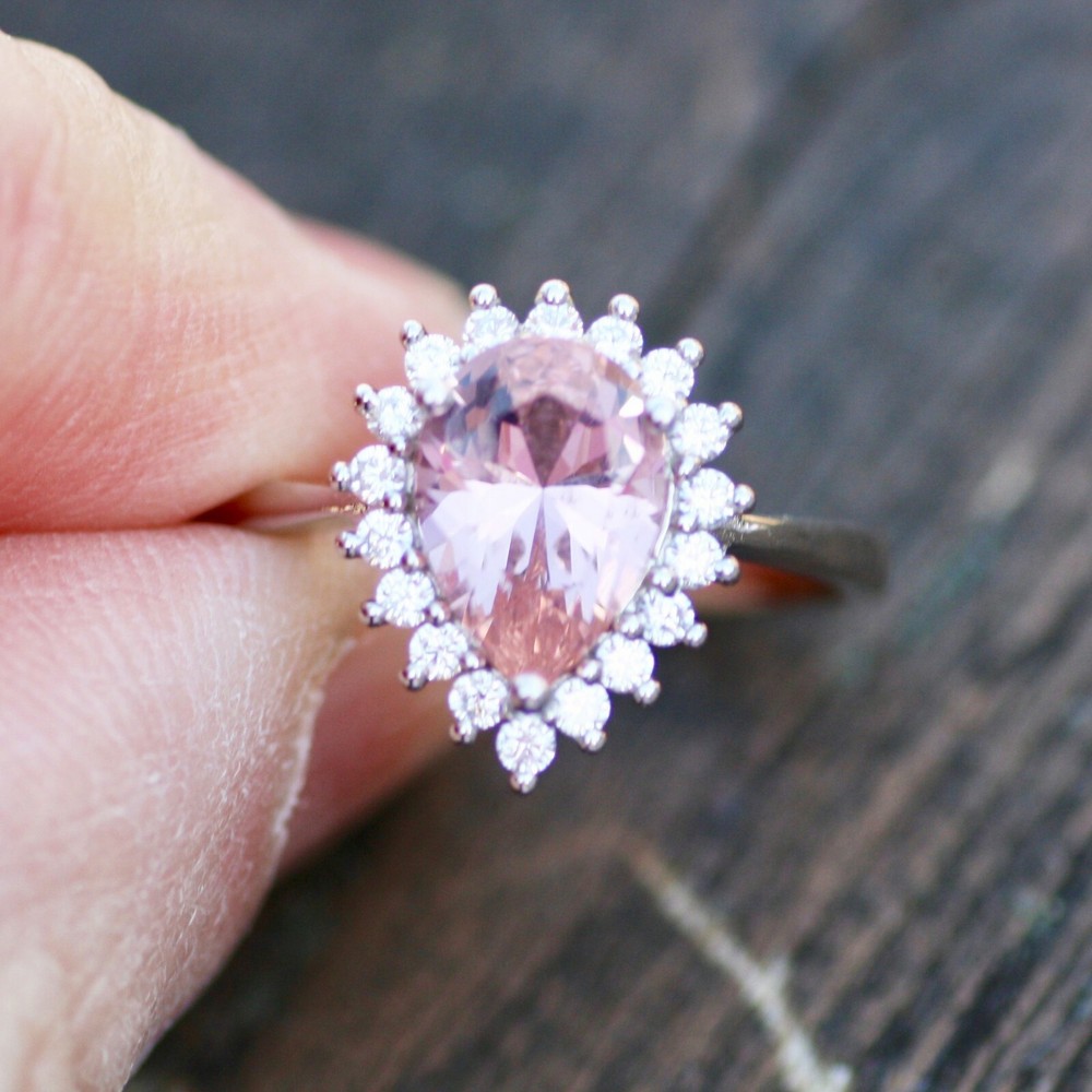 Created Color Change Alexandrite or Morganite Engagement Ring Sterling Silver