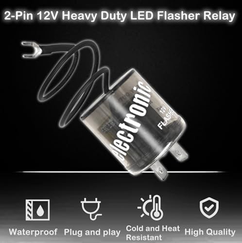 2-Pack 2-Pin LED Flasher Relay with Ground Wire & Connector Pigtail Harness -