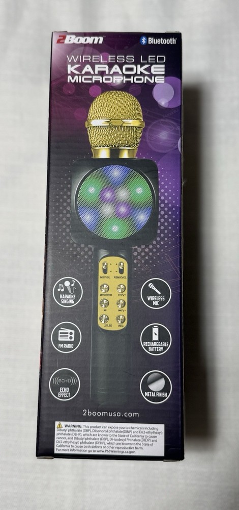 Two Boom Wireless LED Karaoke Microphone Bluetooth 4 In 1 ..