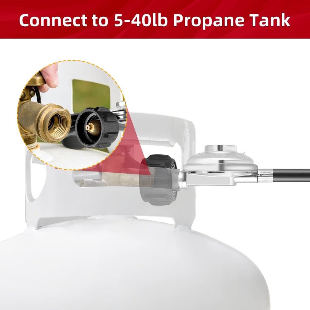 12FT QCC1 Low Pressure Propane Regulator with Hose, Universal Propane replace...