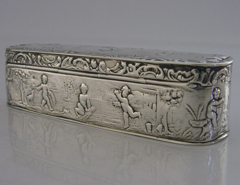 STUNNING ENGLISH IMPORT SOLID SILVER TABLE SNUFF TRINKET BOX 1901 ANTIQUE 88g